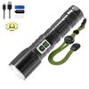 XHP160 LED USB Bright Flashlight with Zoom and 5 Dimming USB IPX6 Aluminum Disaster Earthquake 26650 Lithium Handheld Light Flashlight Powerful,