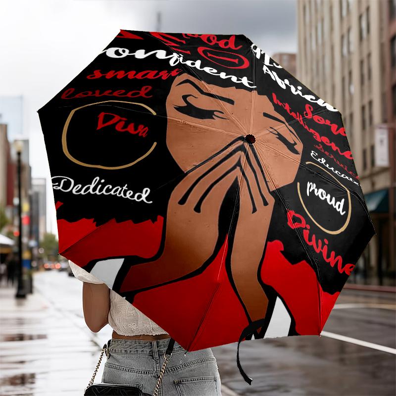 Delta Sigma Theta Automatic Folding Umbrella - 8-Rib Travel Umbrella with Auto Portable Case, Ideal Gift for Birthdays