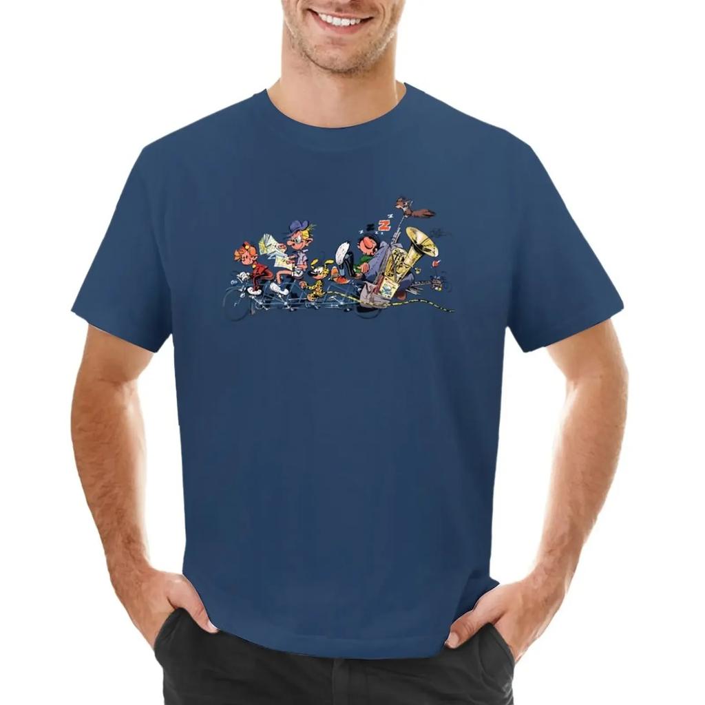 Gaston Marsupilami And Spirou Tshirt Anime Boys Animal Print Designer T Shirt Unisex Short Sleeve Round Collar New In Tops Tees
