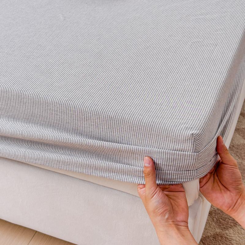 Stripe Style Fitted Sheet Pure Cotton Bed Cover Skin-friendly Bedsheet Girls Boys Room Mattress Protector sabanas(No Pillowcase)