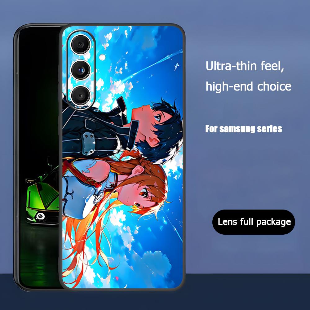 Крутой чехол для телефона Sword Art Online в стиле аниме для Samsung Galaxy S25 S24 S23 S22 S21 S20 Plus Ultra Note20 Мягкий черный