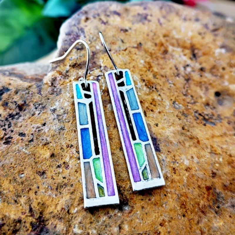 Винтажные серьги-подвески с геометрическим узором смешанных цветов для женщин Новые богемные этнические полые металлические цветочные длинные серьги Ювелирные изделия Подарки