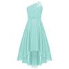 Kids Flower Girls Dress Party Princess Dress One Shoulder High-low Hem Evening Prom Gown
