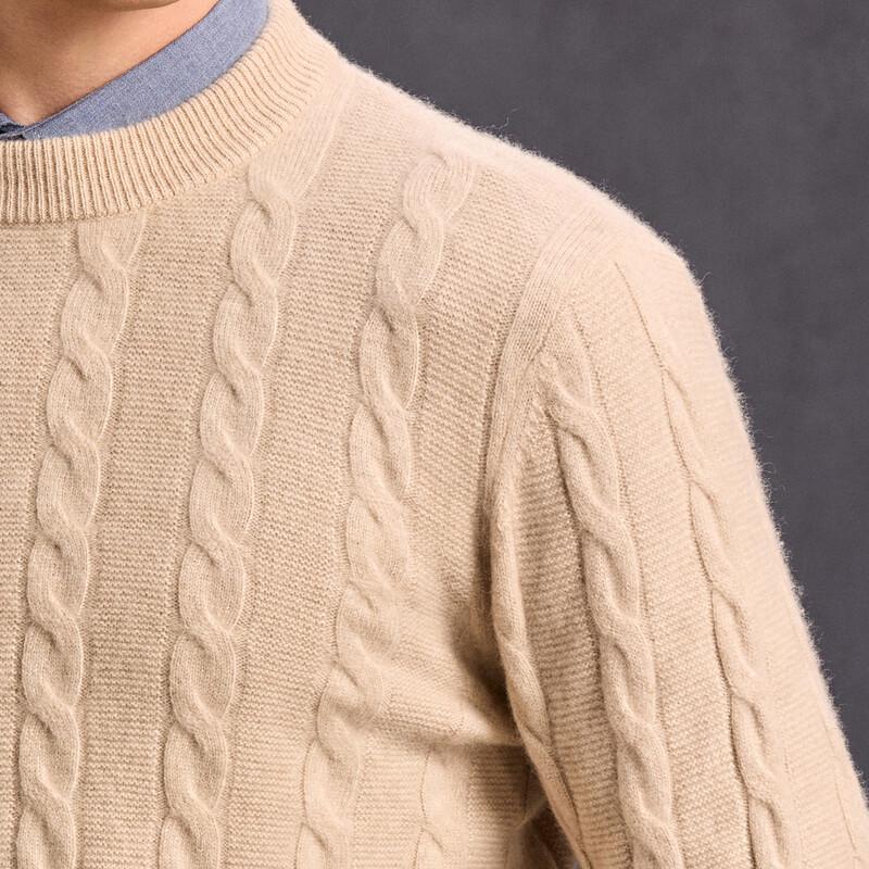 Antonio Men's 100% Cashmere Cable Knit Round Neck Sweater