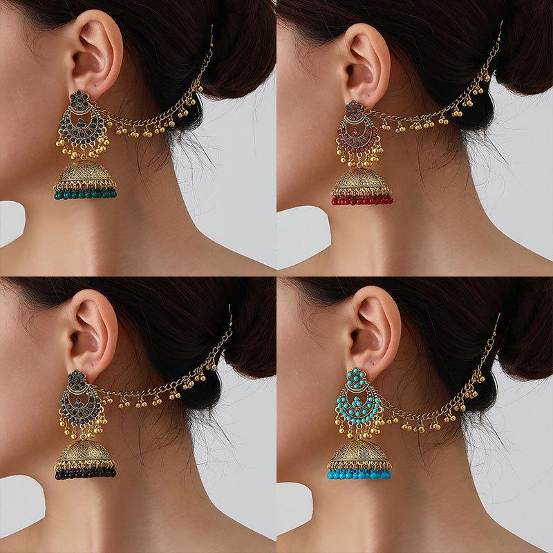 Серьги-гвоздики с жемчугом и подвесками-кисточками Dual-Wear с цепочкой для волос