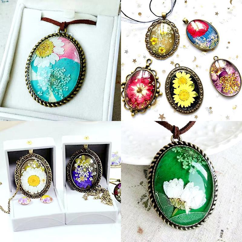 60Pcs 5 Colors Round Pendant Trays Glass Cabochon Crafting Diy Jewelry Making