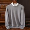 Мужской свитер осень-зима с круглым вырезом, свободный, с длинными рукавами, трикотажный, эластичный, однотонный, деловой стиль, теплый трикотаж