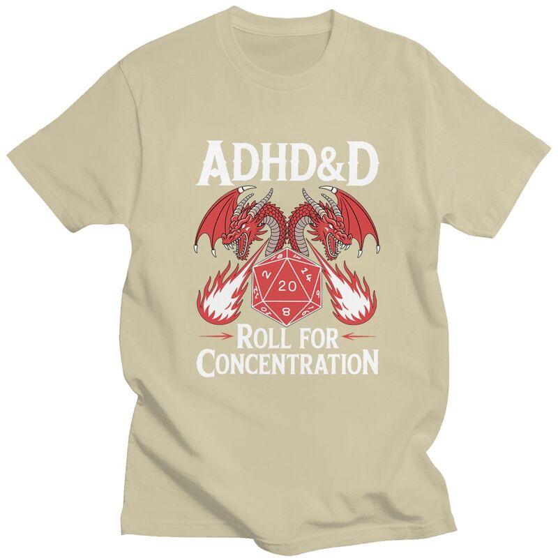 Adhd Roll For Concentration Tshirt Unisex Short Sleeves Fashion Casual Graphic Tee Shirt Summer Loose Fit Pure Cotton Tee Tops