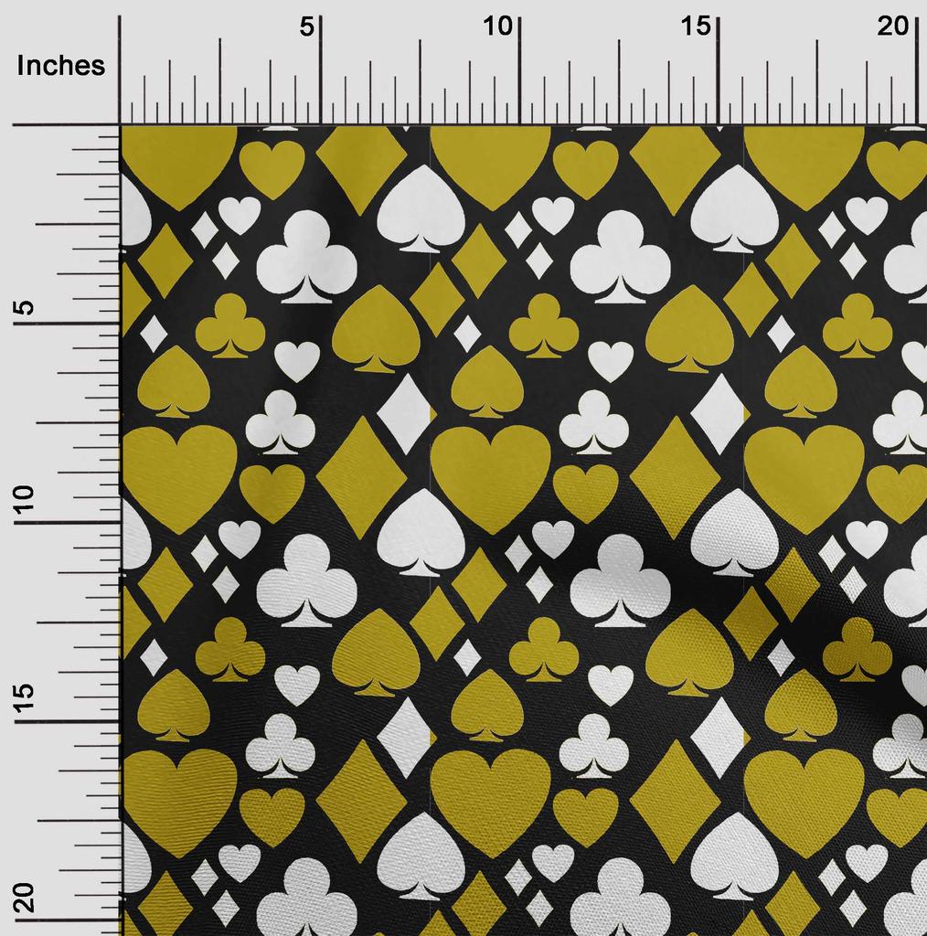 oneOone Georgette Viscose Dark Olive Green Fabric Poker Card Diy Clothing Quilting Fabric Print Fabric By Yard 42 Inch