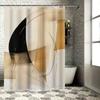 Современный абстрактный набор штор для душа Украсьте ванные комнаты геометрическими фигурами в бежевом, черном, коричневом цвете. Очень длинный размер для ванны или