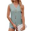 Женская футболка с коротким рукавом на весну и лето, свободный жилет с V-образным вырезом и пуговицами