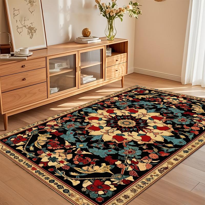 Home Decor Carpets for Living Room Vibrant Persian Floral Area Rug Non-Slip Entry Door Mat Washable Alfombra Durable Floor Mat