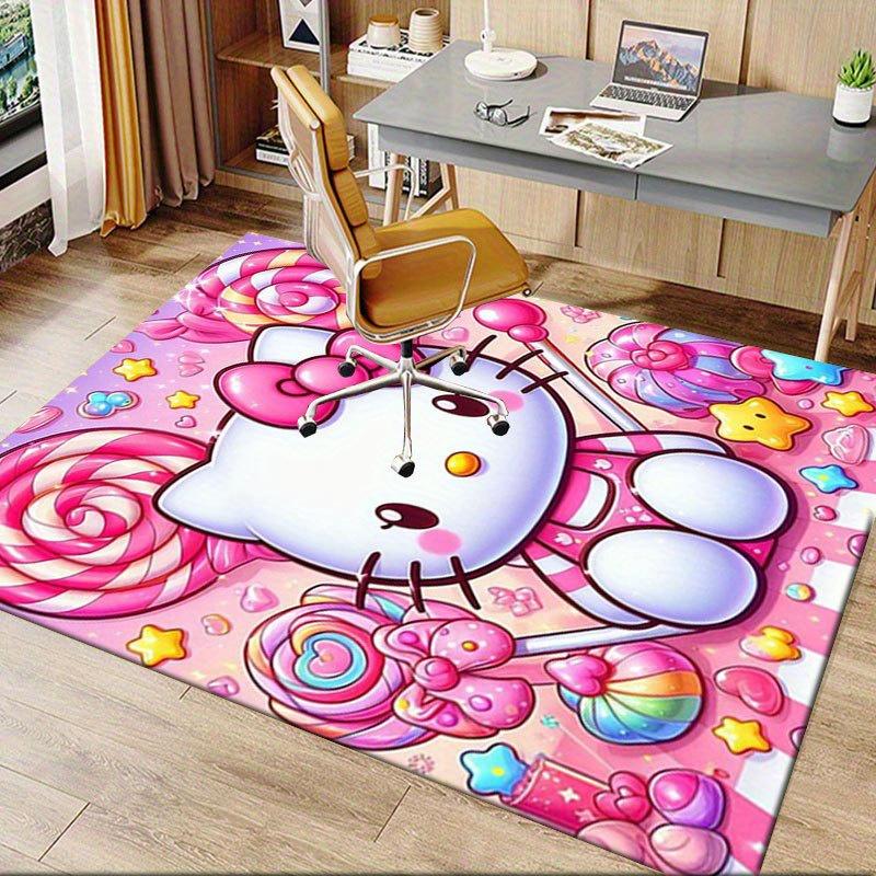 1 шт. Sanrio Hello Kitty Ковер для офиса с принтом русалки Прямоугольный коврик под стол, Идеальный декор для гостиной, спальни, кухни, Нескользящий пол
