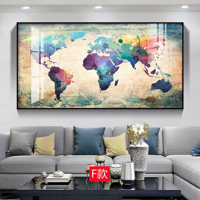 Карта мира, украшение, холст, картина, ретро, абстрактный пейзаж, художественный принт, постер для современного дома, гостиной, Настенный декор, фреска, подарок