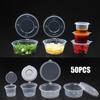 50Pcs Palette With Hinged Lids Containers Food Box Takeaway Sauce Cup Plastic 25/30/40ml