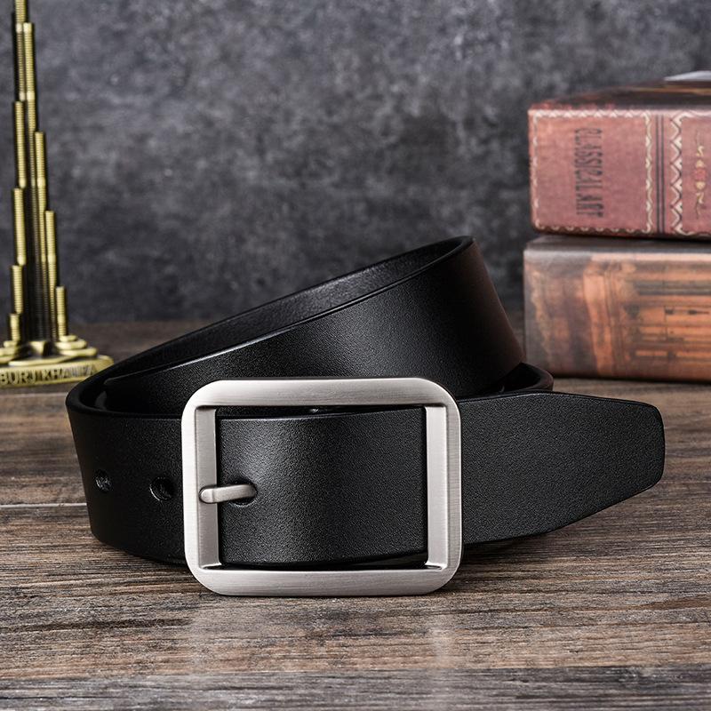 Belt Men'S Day Buckle Two-Layer Leather Belt Casual Antique Belt