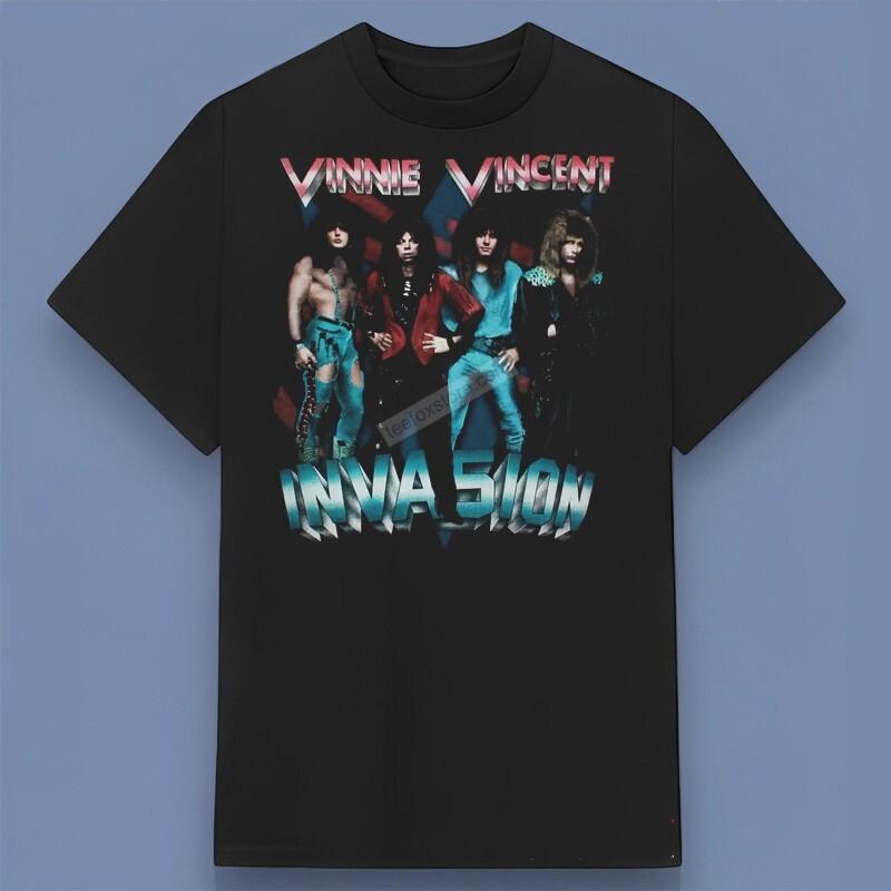 Vinnie Vincent Invasion Band Black T-Shirt Comfy Stylish Gift Full Size S-4XL