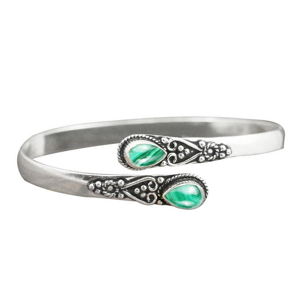 Vintage Blue Amber Stone Open Adjustable Bracelet For Men Casual Jewelry Cuff Women Bracelet Gi K4X8