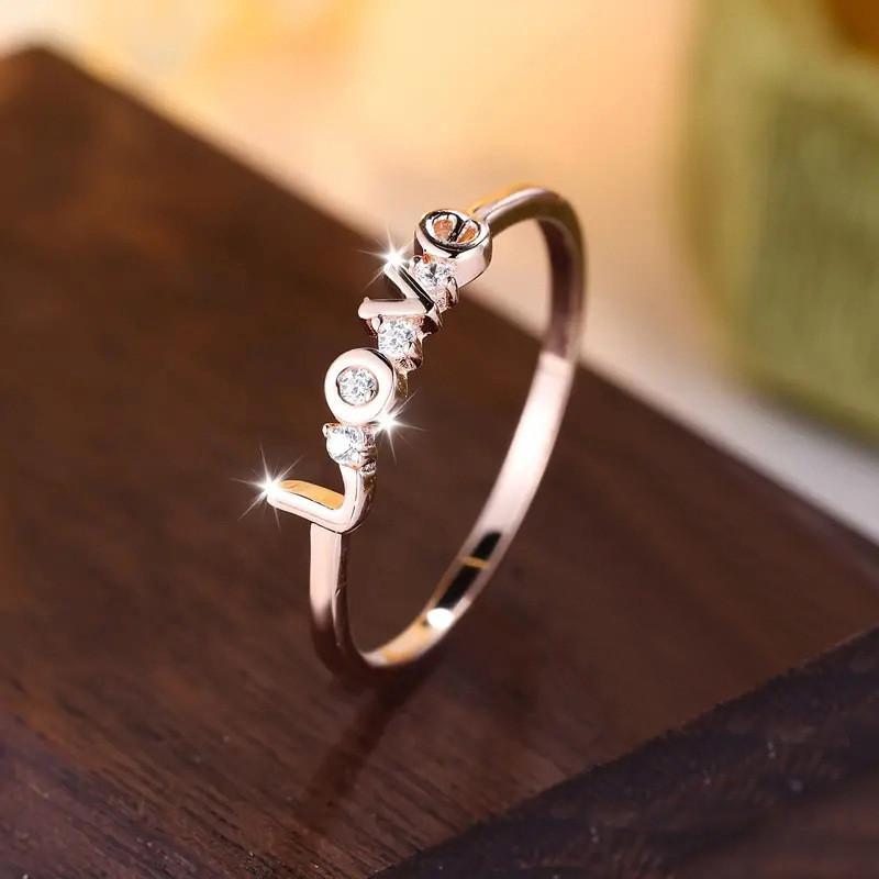 Кольцо Sterling Love Finger Ring для помолвки с изящными блестящими циркониевыми аксессуарами в подарок на День святого Валентина