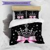 3PC Custom Name Crown Sparkle Night" Bedding Set Printed Bedding Set Duvet Cover Closure Includes 1 Duvet Cover & 2 Pillowcases for All Seasons Bedroo