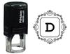 Printtoo Square Swirl Border Alphabet D Monogram Initial Self Inking Rubber Stamp Office