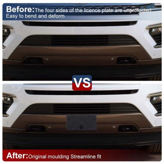 Black Front Bumper License Plate Tag Holder Accessorie For Ford Expedition 2018+