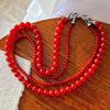 Vintage New Year Red Dove Blood Red Natural Carnelian Agate Detachable Multiple Wearing Necklace Sweater Chain