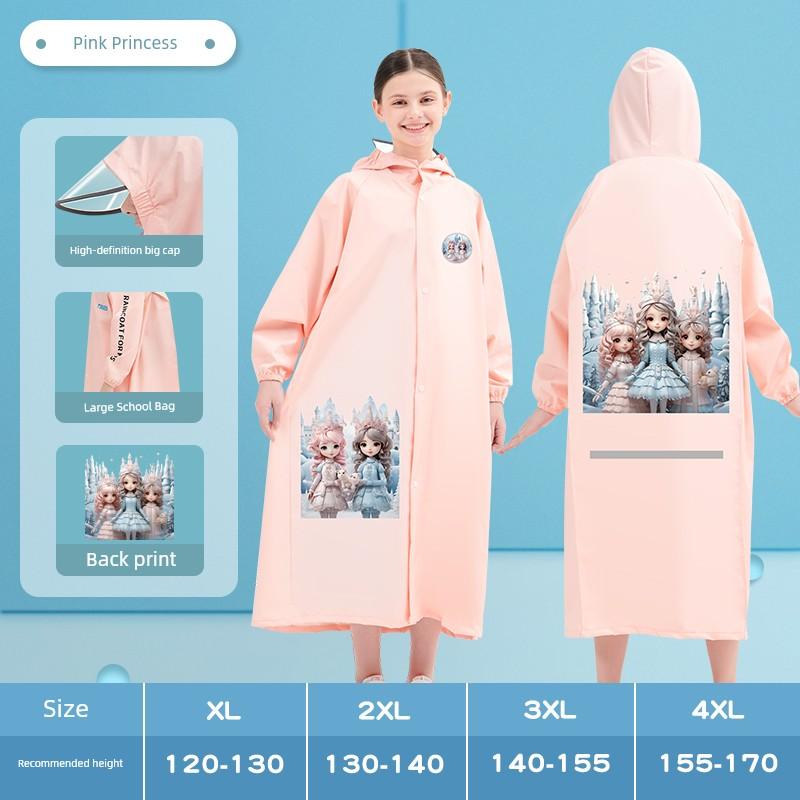 Children's Raincoat Girl Student Long Body Rainstorm Prevention Boy Middle and Big Children with Schoolbag Seat School Riding Poncho
