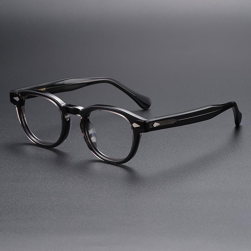Retro Brand Design Luxury Round Frame Glasses Frame for Men Women Ultralight Acetate Alloy Anti Blue Light Eyeglasses