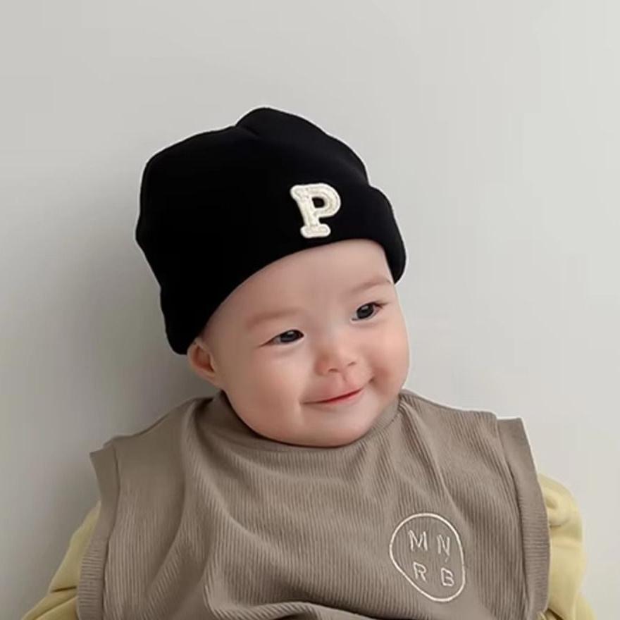 Korean Baby Knitted Hat P Letter Infant Warm Hat Fashion Baby Beanie Cap Kids