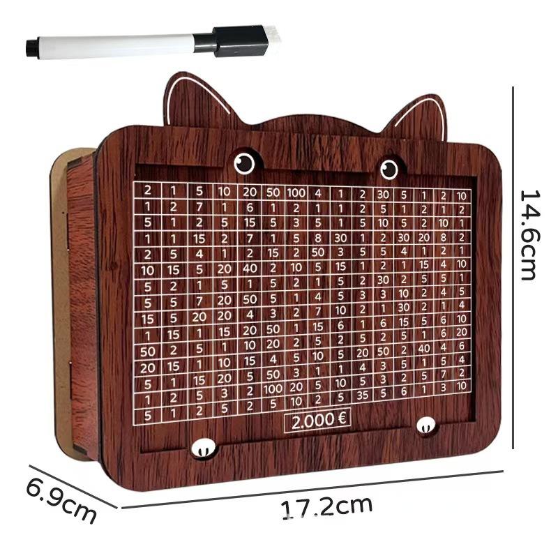 Wooden Euro Money Counter Box 1 Set 1K to 10K Euro Capacity Savings Piggy Bank for Family Budget Management Home Decor