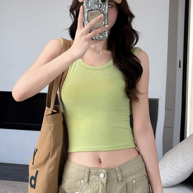 Wide Shoulder U-neck Sling Vest, Women's Inner Cover, Summer Outer Wear, Breast Cover, Slim and Thin I-shaped Bottoming Top