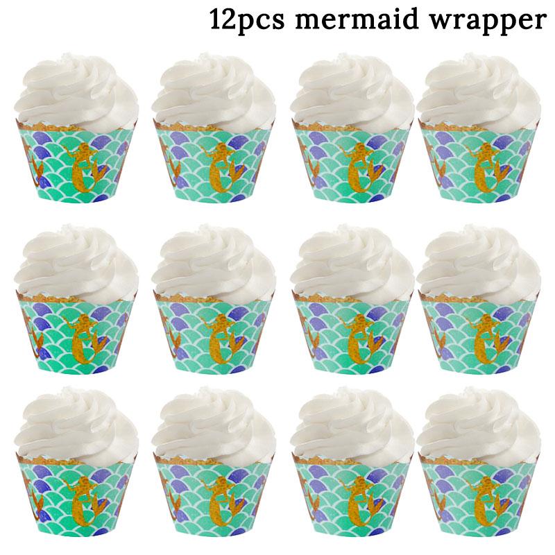 Little Mermaid Happy Birthday Cake Topper Mermaid Party Cupcake Toppers Girl Baby Shower Kids Birthday Party Wedding Decoration