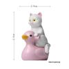 Playful Water Series: Hand-Painted Cats & Kittens on Pink Ducks in 4 Styles for Micro Landscape Gardening