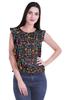 Tops For Women Work Casual Printed Round Neck Ruffle Casual Crop Top