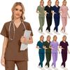 Women Nursing Uniforms Stretch Scrubs Set Nurse Doctor Clinical Scrubs Set Dustproof Workwear Medical Scrubs Top+ Jogger Pants