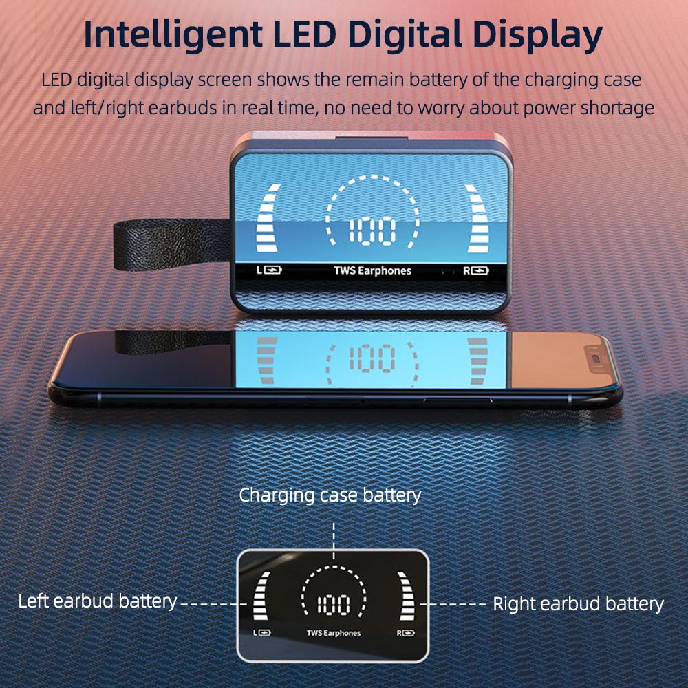 Беспроводные BT наушники Внутриканальные Спортивные Музыкальные Наушники Чип BT5.0 Светодиодный Интеллектуальный Цифровой Дисплей