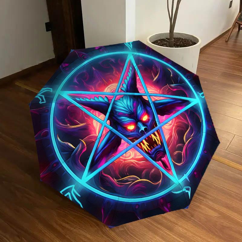 1pc Devilish Pentagram Symbol Umbrella with Plastic Handle,Suitable for All Seasons Home Travel Outdoor UmbrellaDD1291