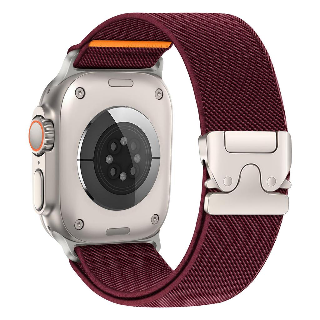 Кросс-платформенный эластичный нейлоновый ремешок для Apple Watch (Серии 1-9) с парашютной пряжкой.