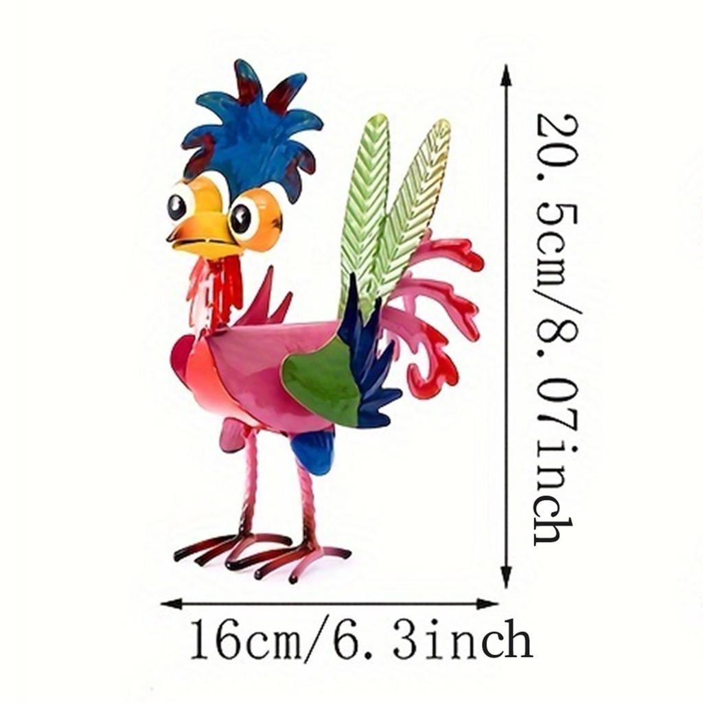 8" Tall Metal Rooster Craft Balcony Kitchen Decor Metal Chicken Sculpture