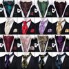 Mens Chic Floral Paisley Cravat Jacquare Silk Ties Hanky Cufflinks Set Formal Wedding