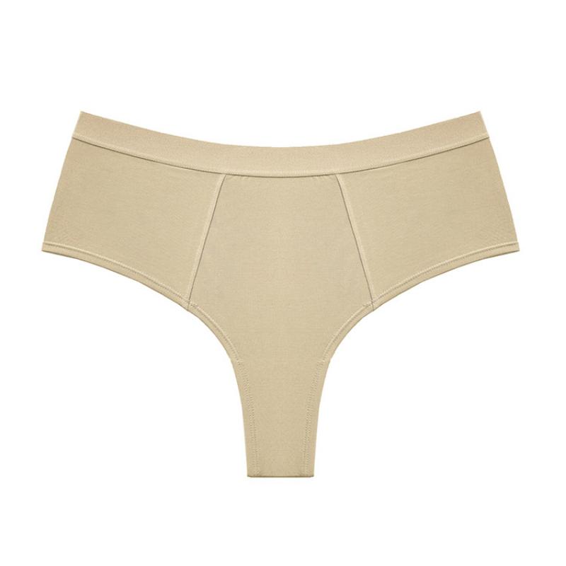 Pure Color Comfortable Cotton Simple Basic Women's Cotton Mid Waist Half Buttocks Large Briefs