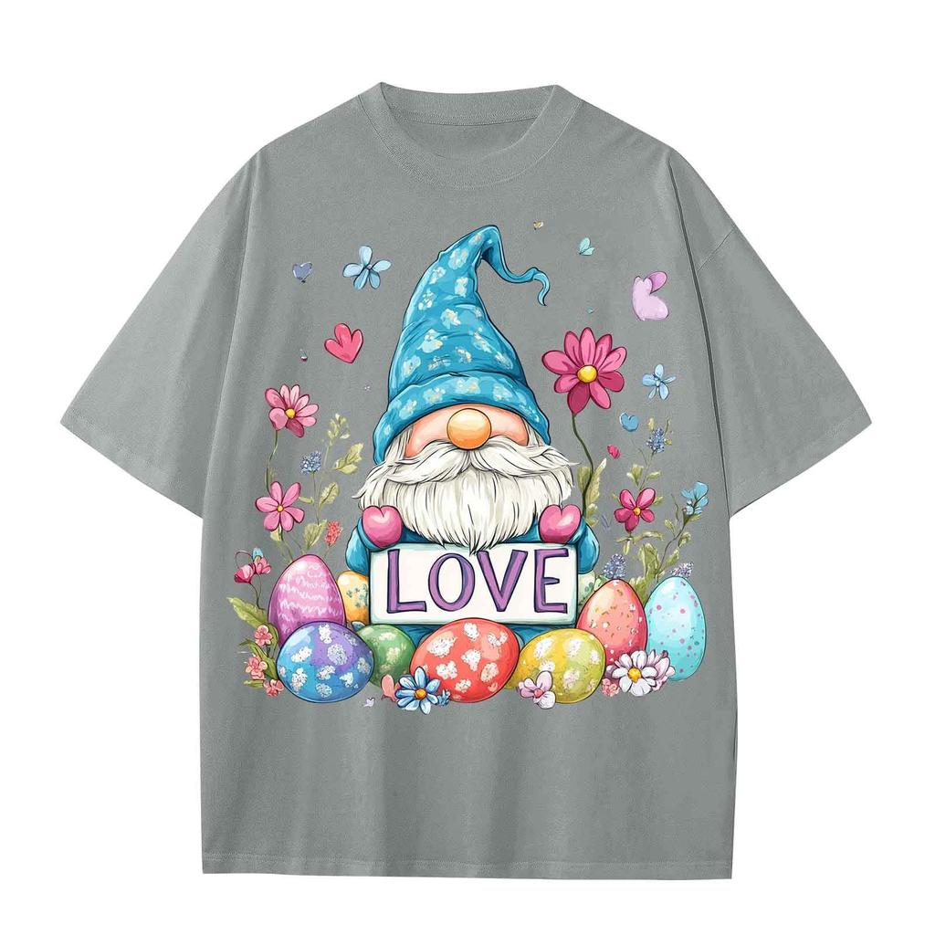 Boys And Girls Casual Loose Easter Print T-Shirt Round Neck Pullover Short Sleeve Top