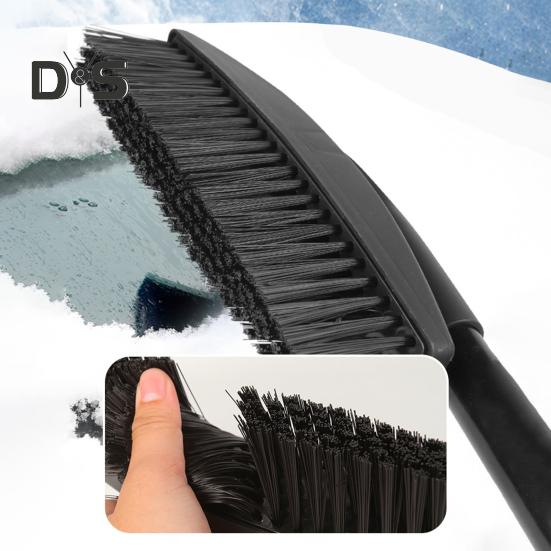 Лопата для снега с насадками 3 в 1, нейлоновая щетина, вращающаяся конструкция головки, простая установка, скребок для снега и льда с эргономичной ручкой