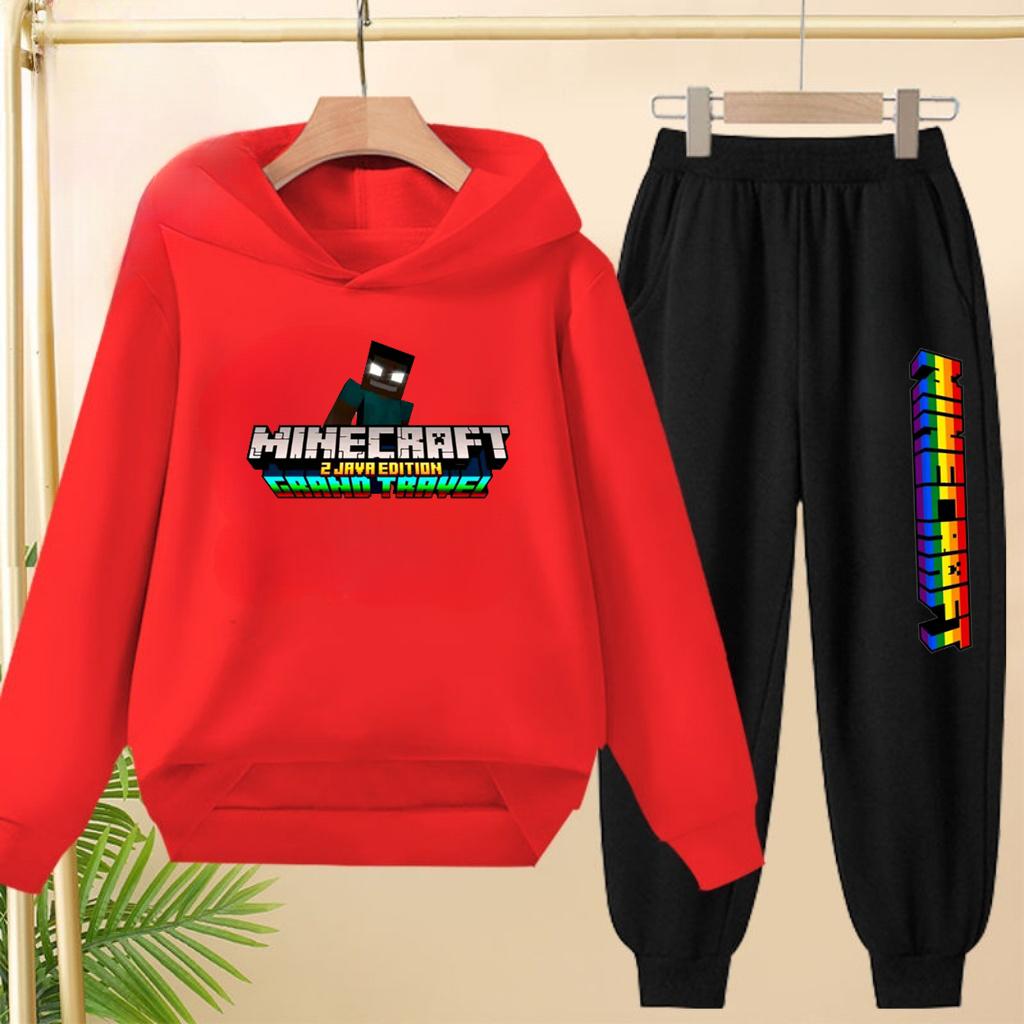 Kids Game Spring Autumn Hoodie Casual Pullover Sportshirt Top+Pants Two-Piece Boys Girls 3-12Yrs Clothes Leisure Coat Sports Set