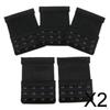 2x5Pack Womens Bra Extender 4 Hook 3 Rows Extension Underwear Straps Black