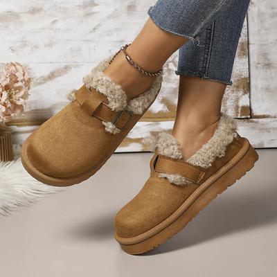Новые зимние женские ботинки 2025 года, плюшевые, модные, в стиле ретро, туфли-бобы, хлопковые женские тапочки на плоской подошве, женские ботинки на платформе