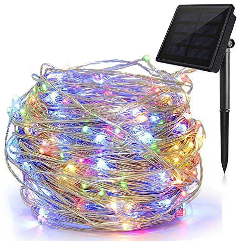 High Efficiency Solar Powered 100 Led Copper Wire Light String For Garden
