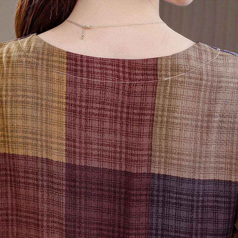 Длинное платье с винтажным принтом для женщин, повседневное летнее платье больших размеров с коротким рукавом и поясом, одежда для женщин среднего возраста