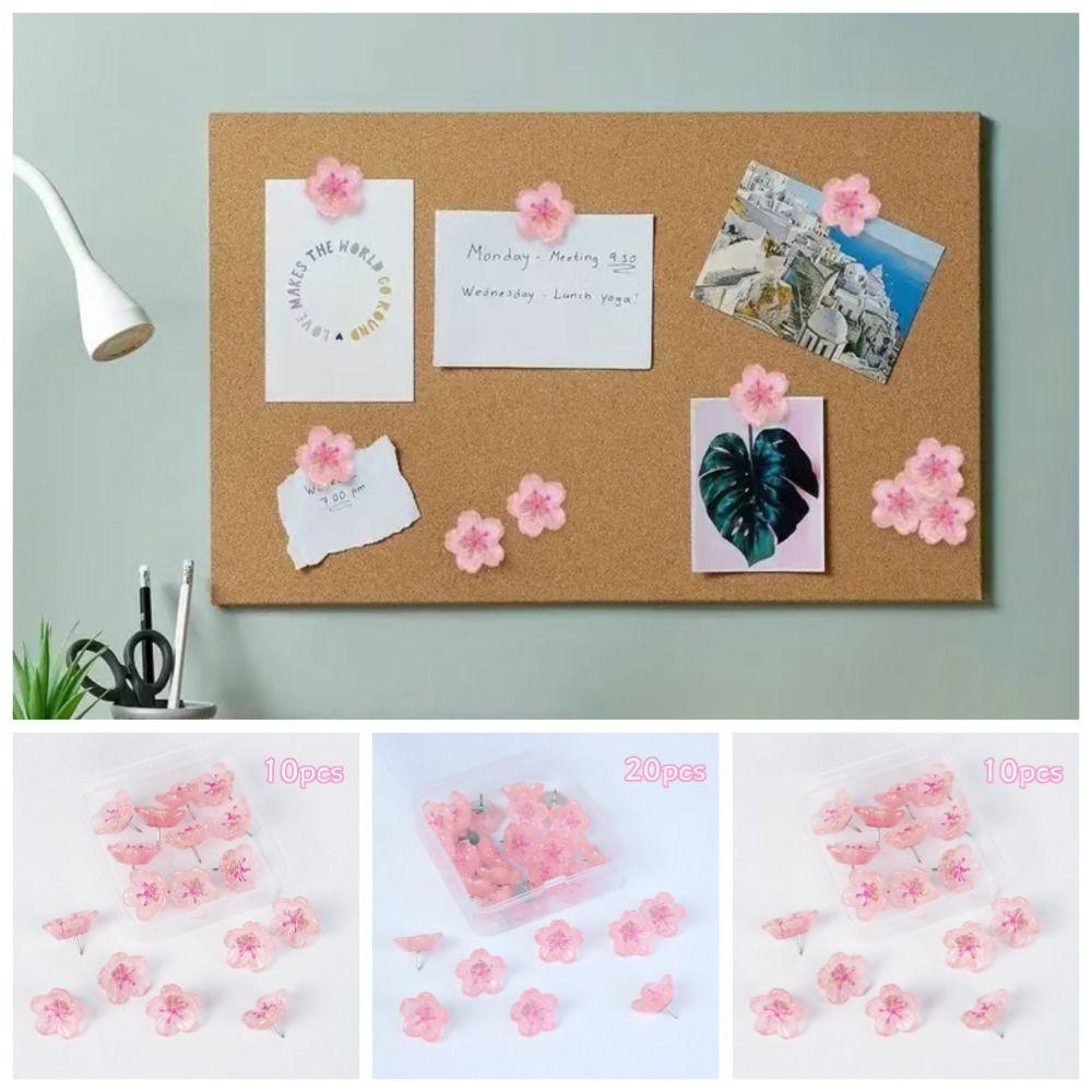 10/20/30Pcs 3D Board Push Pin DIY Pink Flower Push Pins Portable Decorative Studs  Stationery